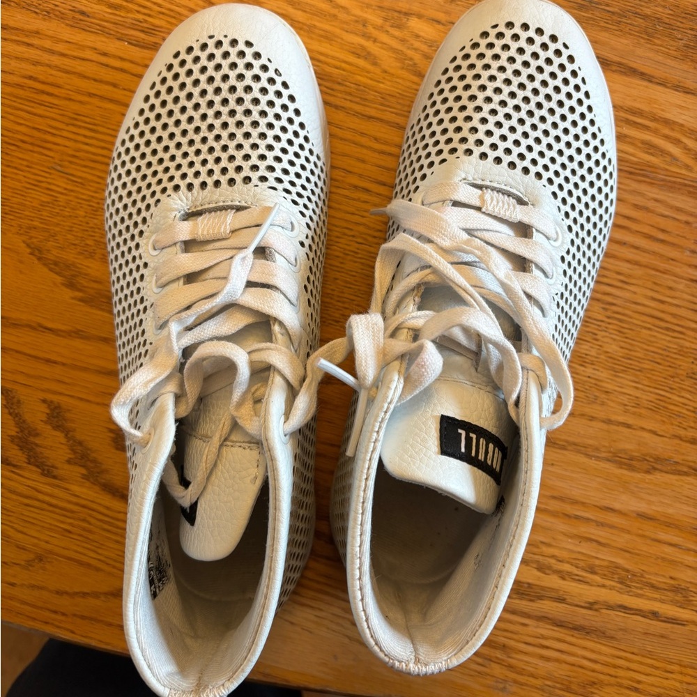 White Perforated Lace-Up Sneakers